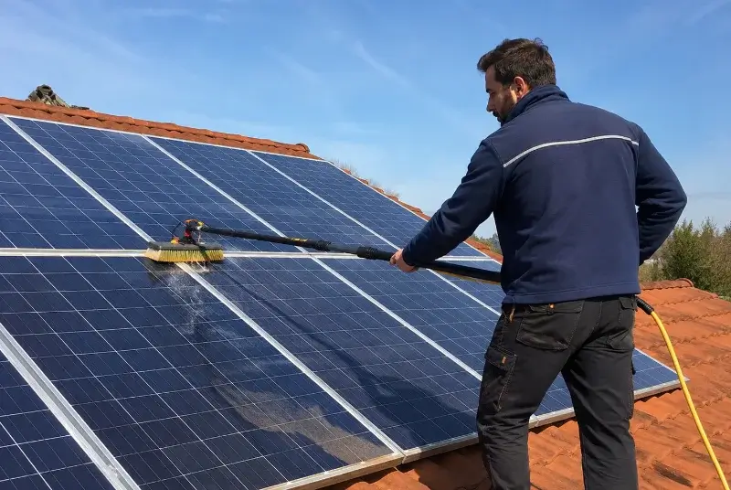Nettoyage et entretien de panneaux solaires à la Gripperie-Saint-Symphorien